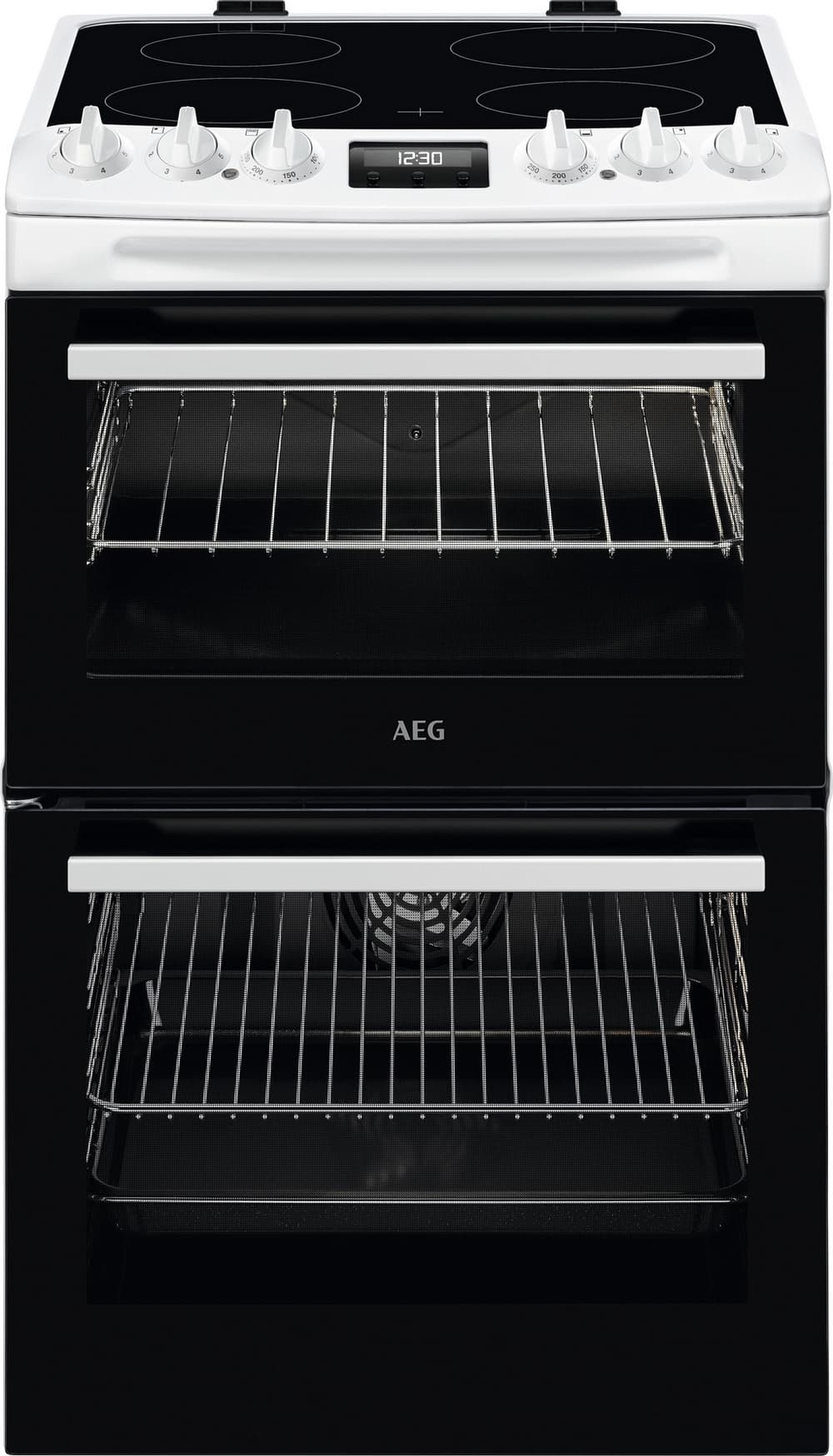 AEG 55cm Double Oven Electric Cooker with Ceramic Hob - White