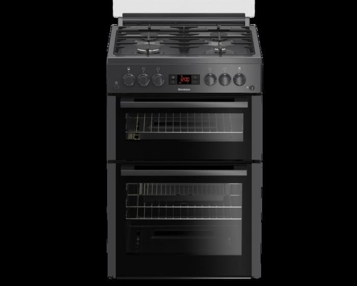 Blomberg 60cm Double Oven Gas Cooker with Gas Hob & Glass Lid - Anthracite