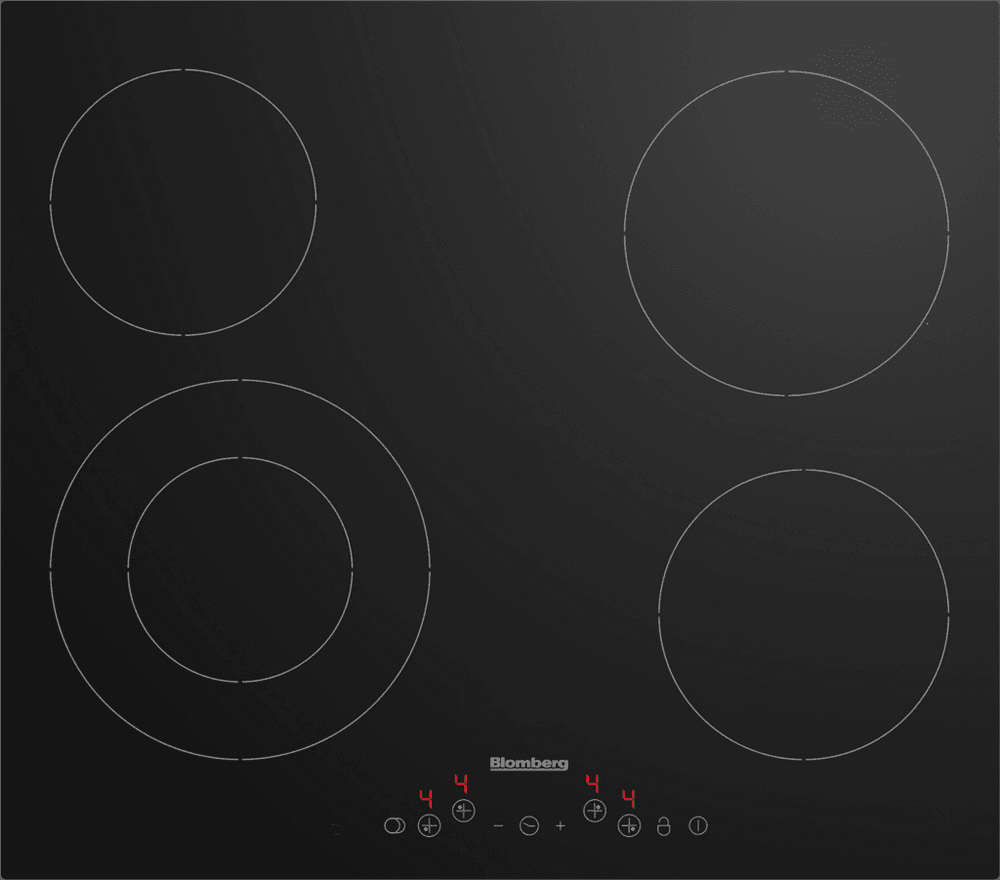 Blomberg 58cm Ceramic Hob - Touch Control - 4 Heating Zones - Wipe Clean Surface - Black Glass