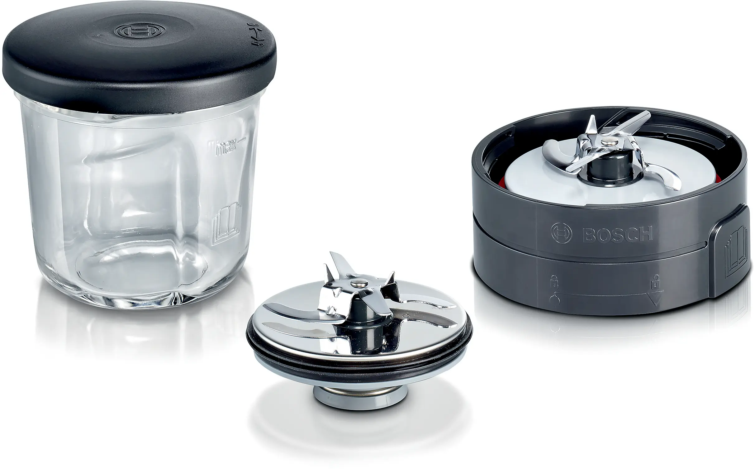 Universal cutter 1 x glass with storage lid, 1 x chopping /