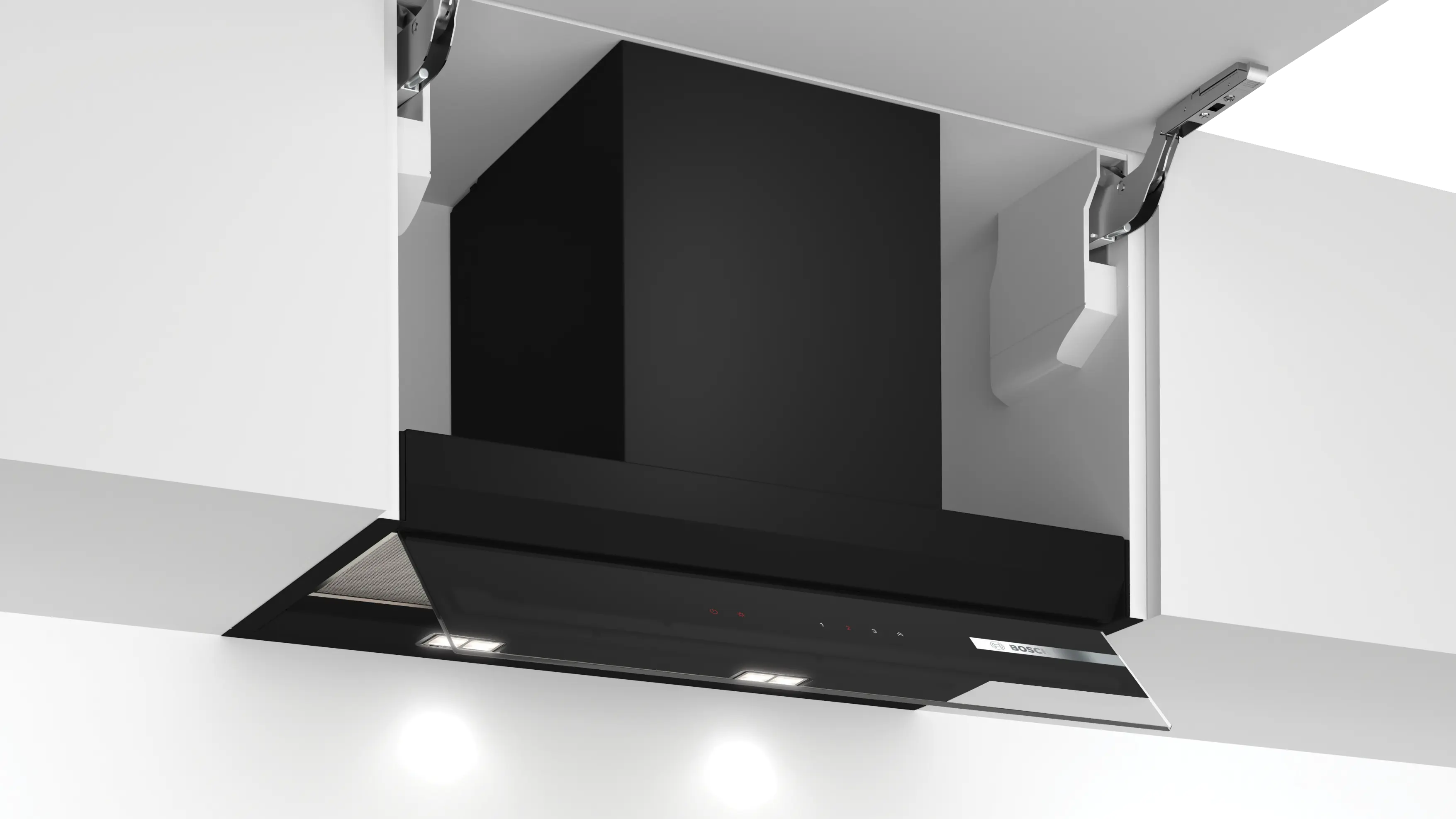 Series 6 Integrated Design Hood 60 cm clear glass black printed, Black