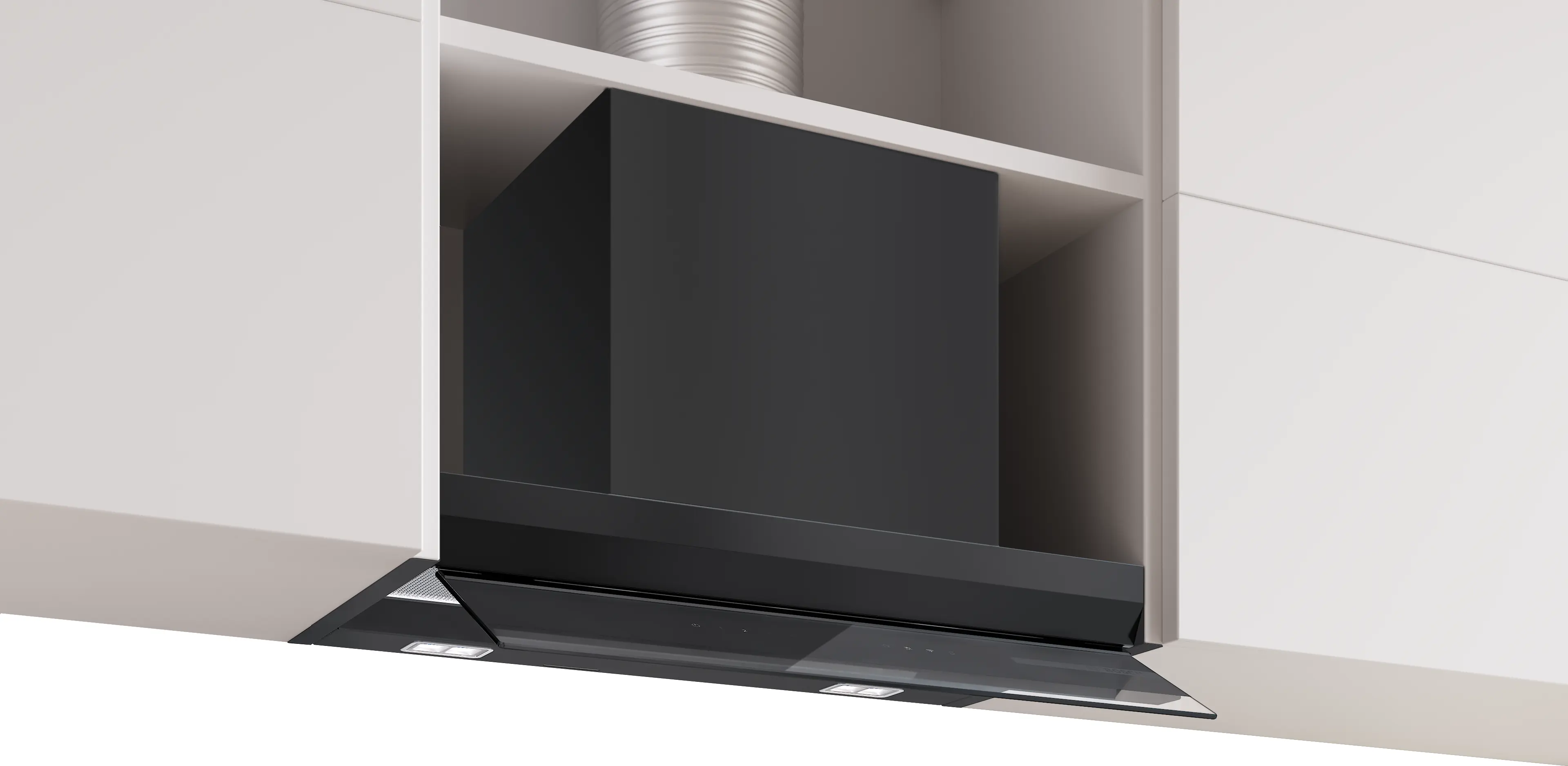 Series 6 Integrated Design Hood 60 cm clear glass black printed, Matt black
