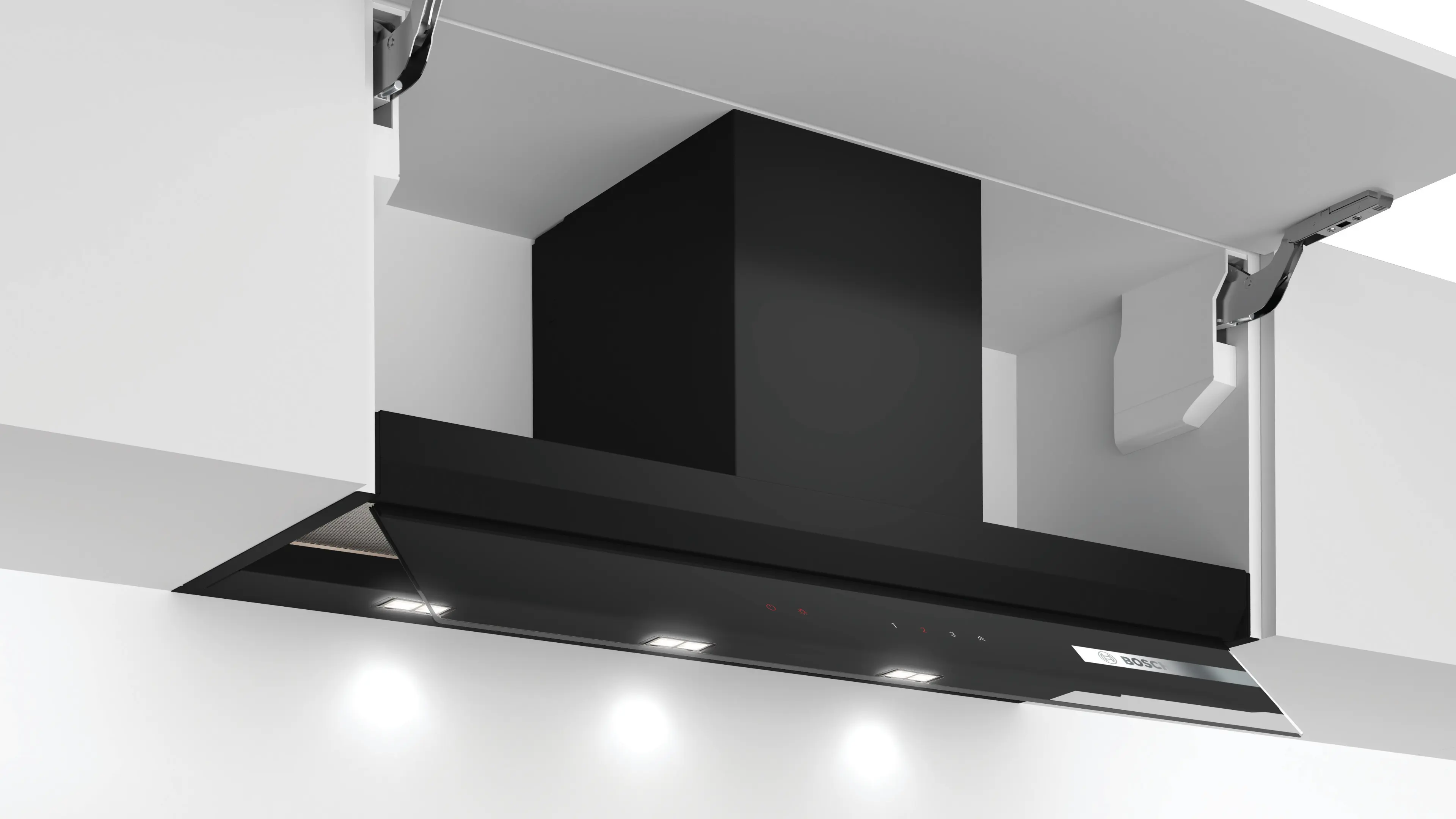 Series 6 Integrated Design Hood 90 cm clear glass black printed, Black