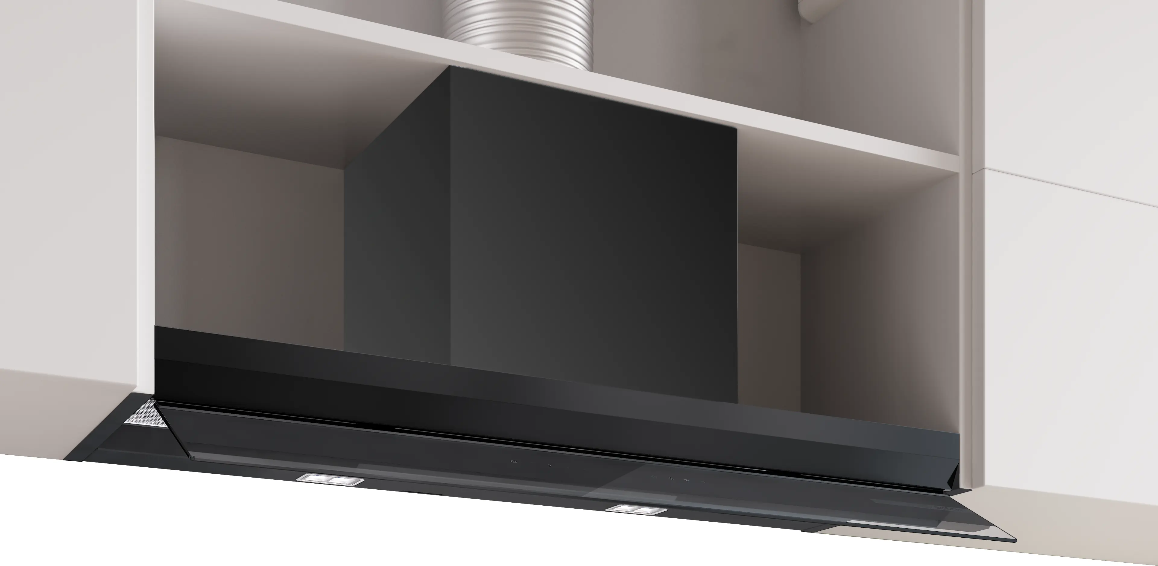 Series 6 Integrated Design Hood 90 cm clear glass black printed, Matt black