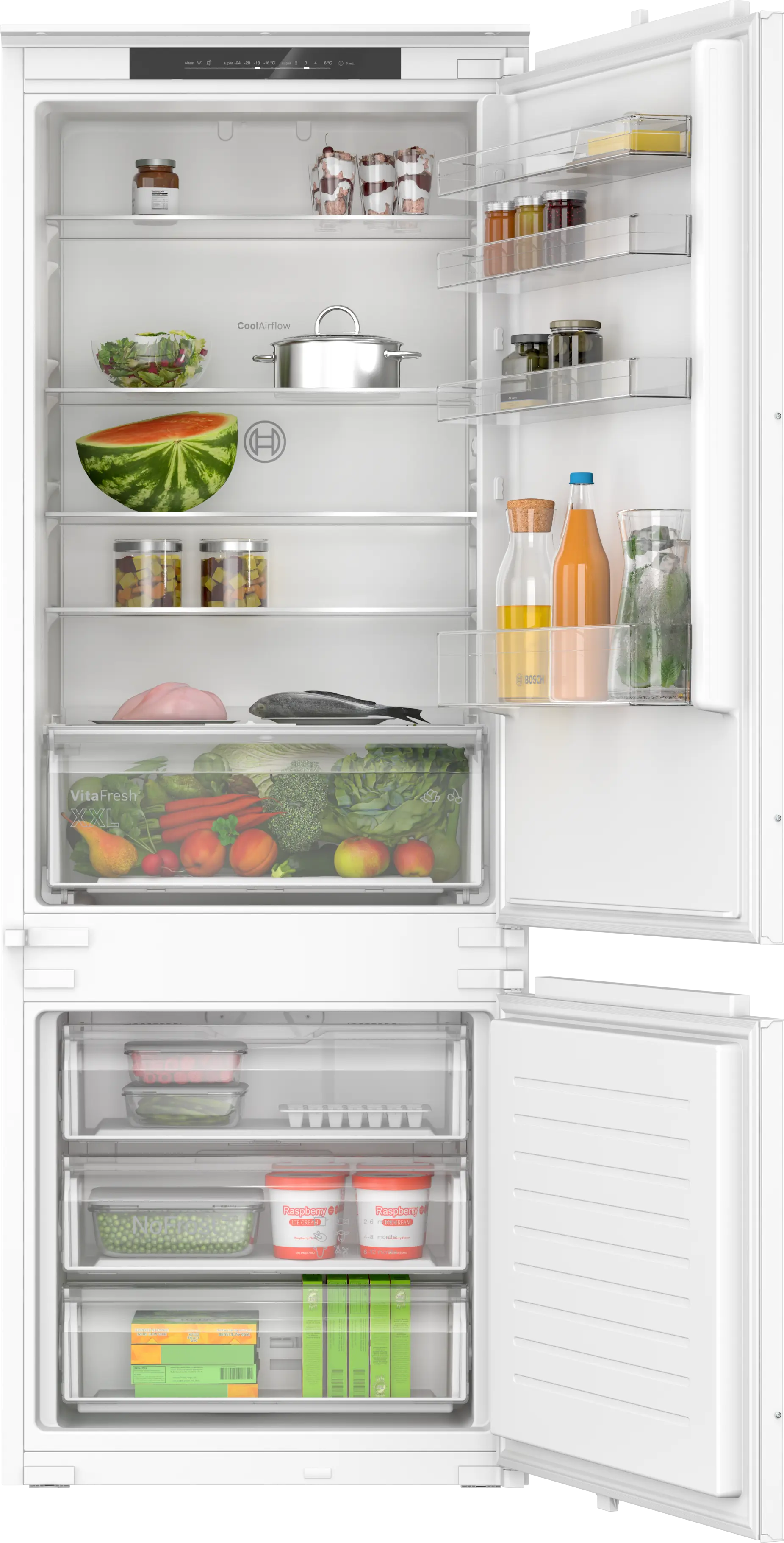 Series 2 Built-in fridge-freezer with freezer at bottom 193.5 x 69.1 cm sliding hinge
