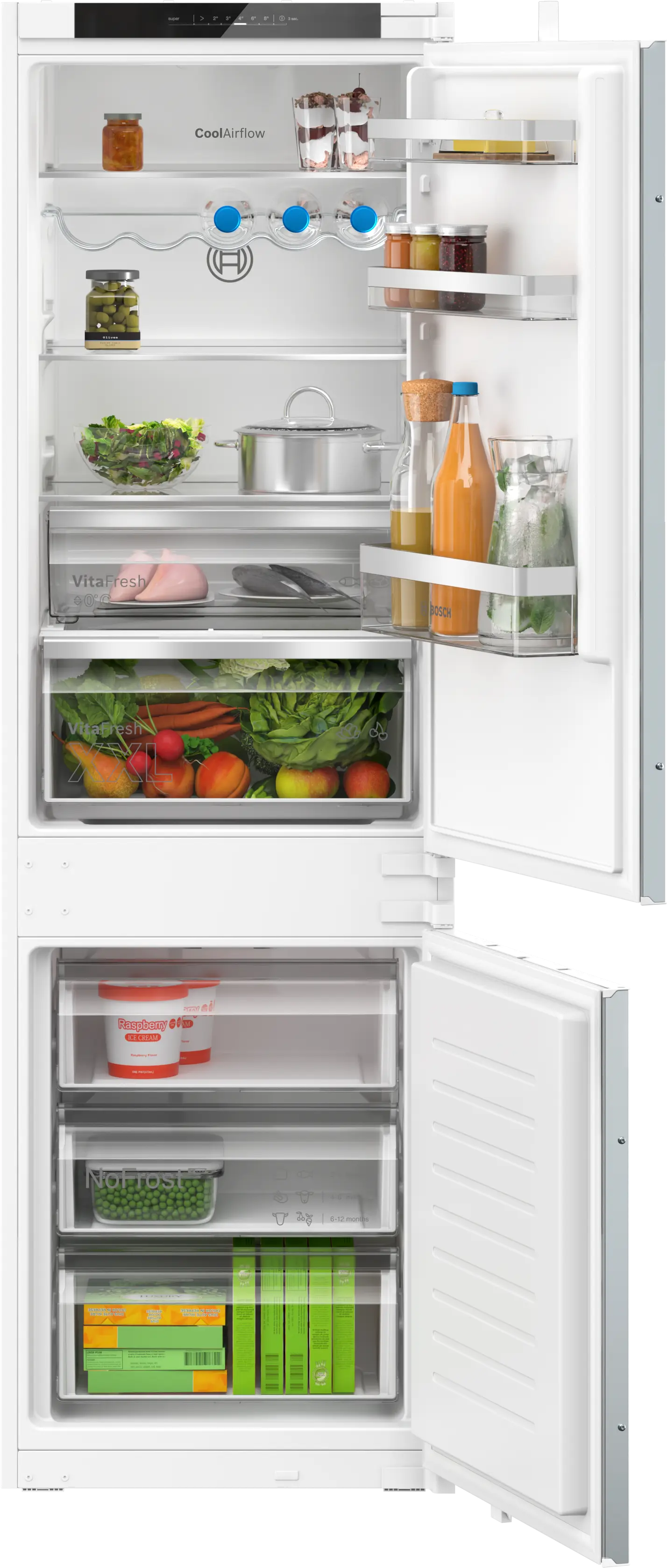 Series 4 Built-in fridge-freezer with freezer at bottom 177.2 x 54.1 cm sliding hinge