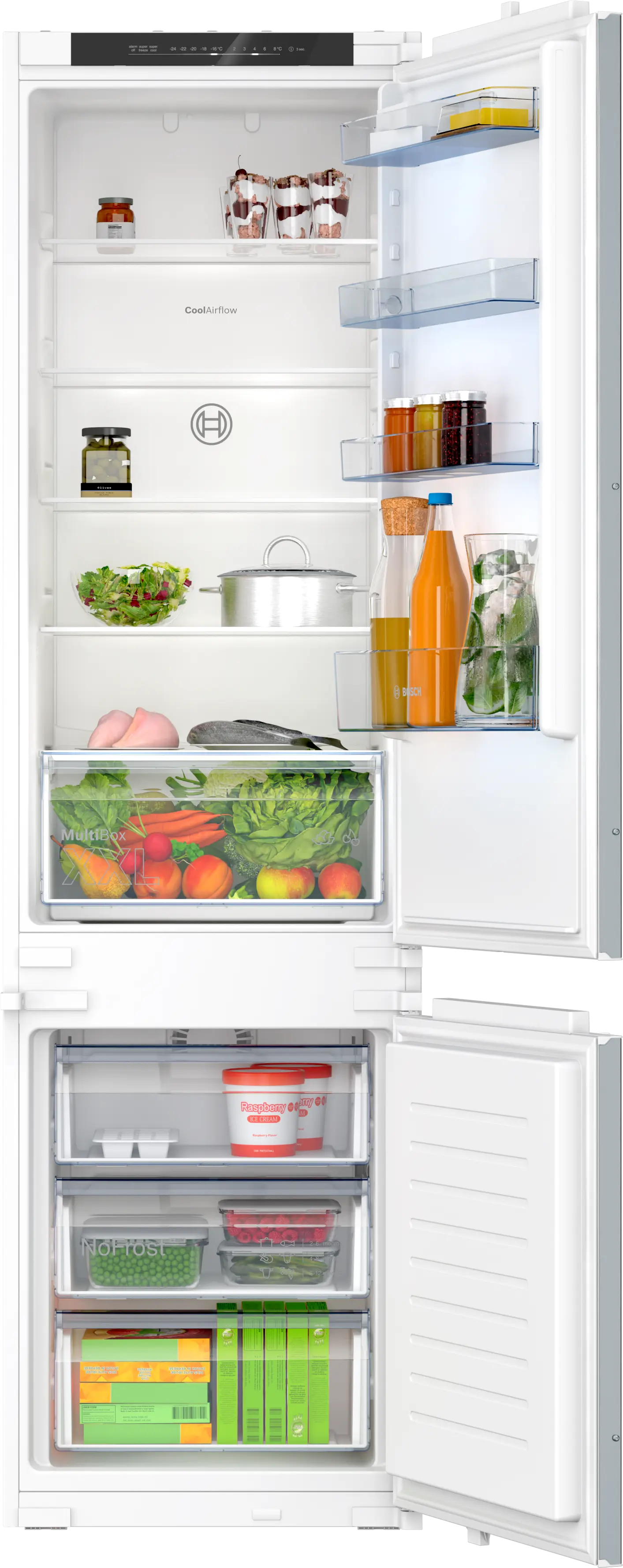 Series 2 Built-in fridge-freezer with freezer at bottom 193.5 x 54.1 cm sliding hinge