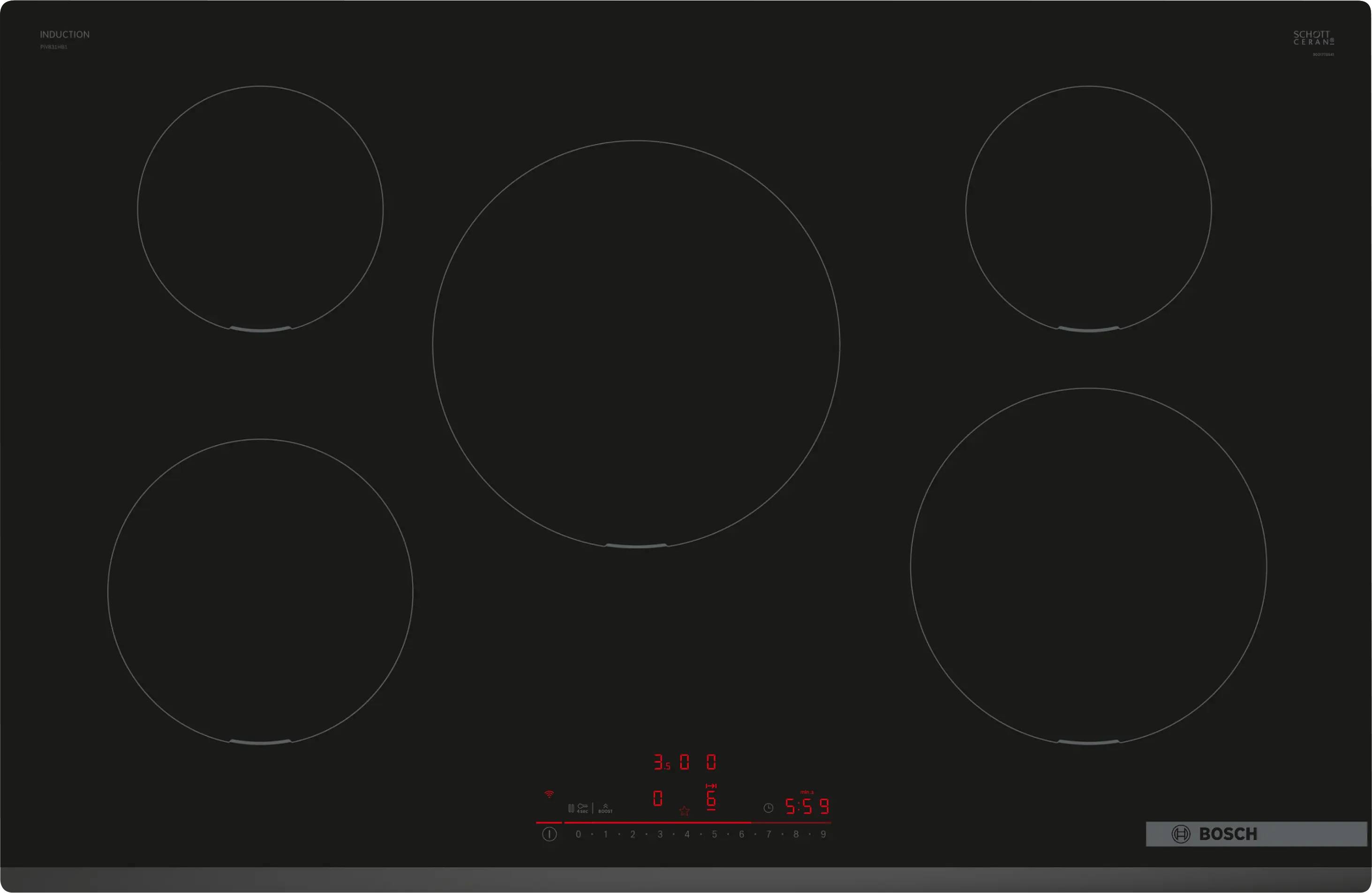 Series 6 Induction hob 80 cm surface mount without frame