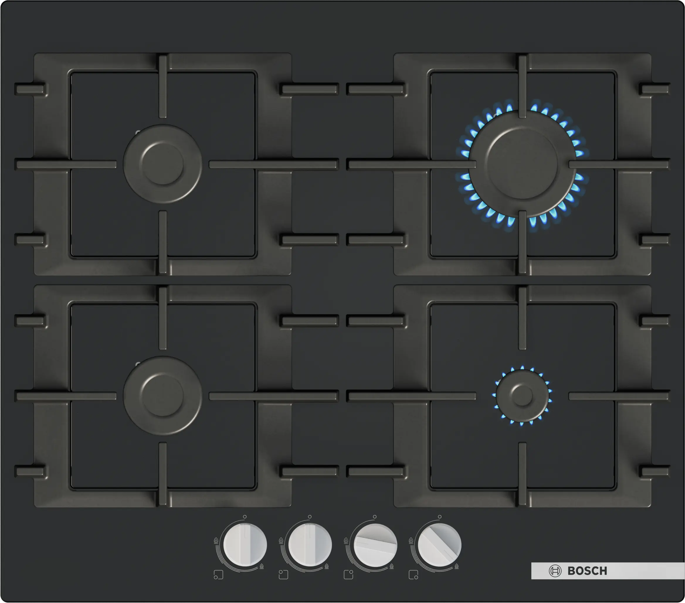 Series 4 Gas hob 60 cm Tempered glass, Black