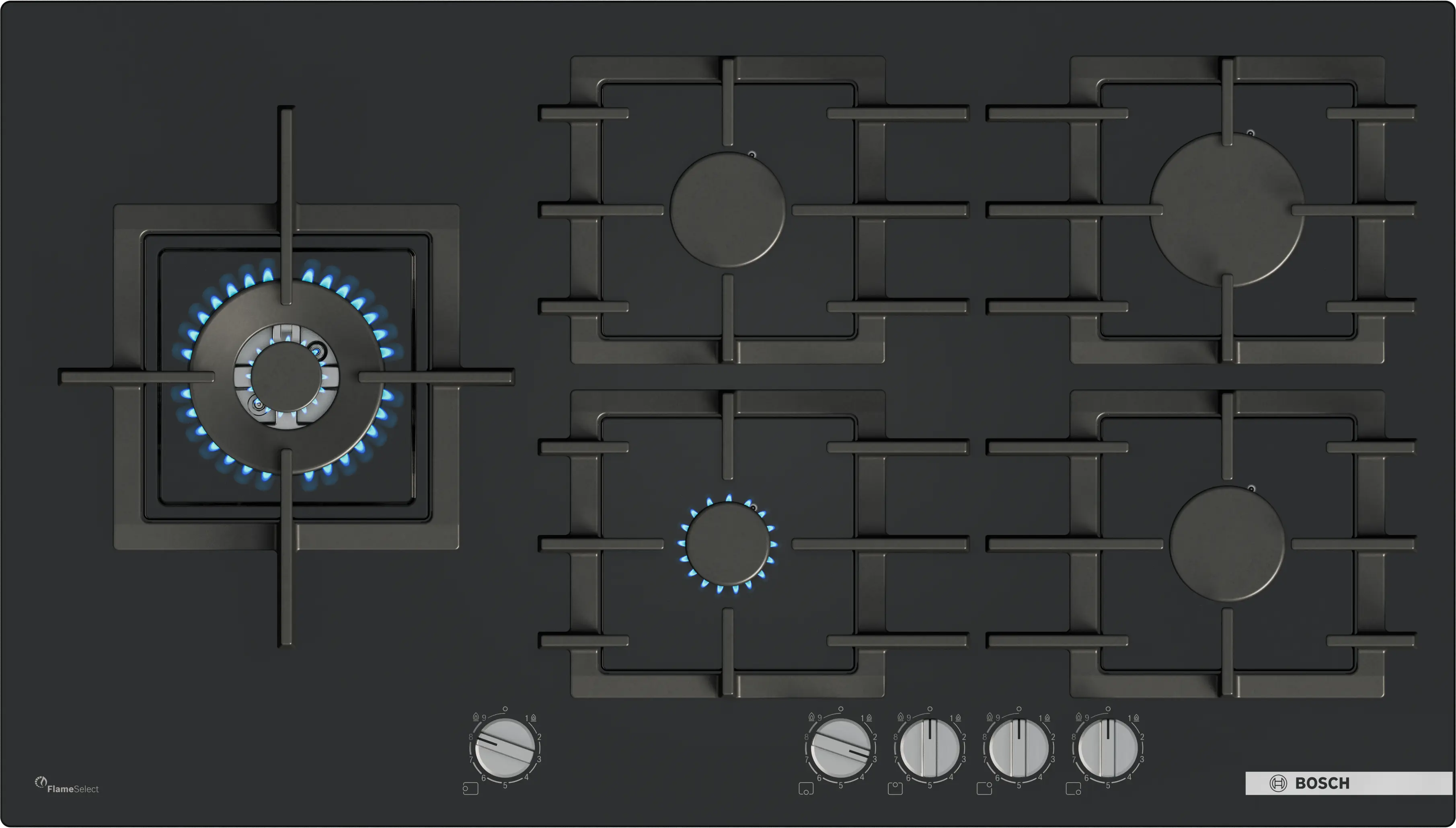 Series 6 Gas hob 90 cm Tempered glass, Black