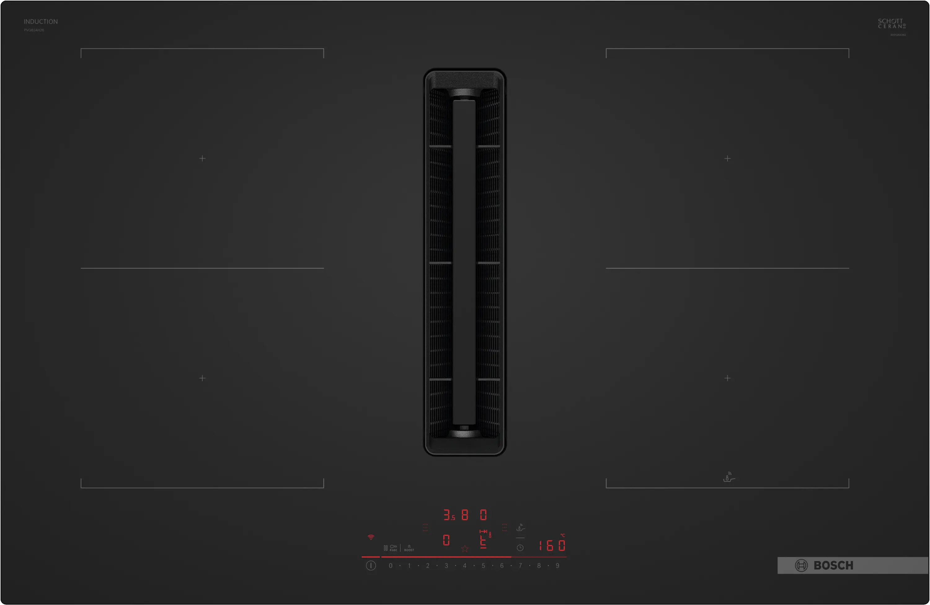 Series 6 Induction hob with integrated ventilation system 80 cm Matt black