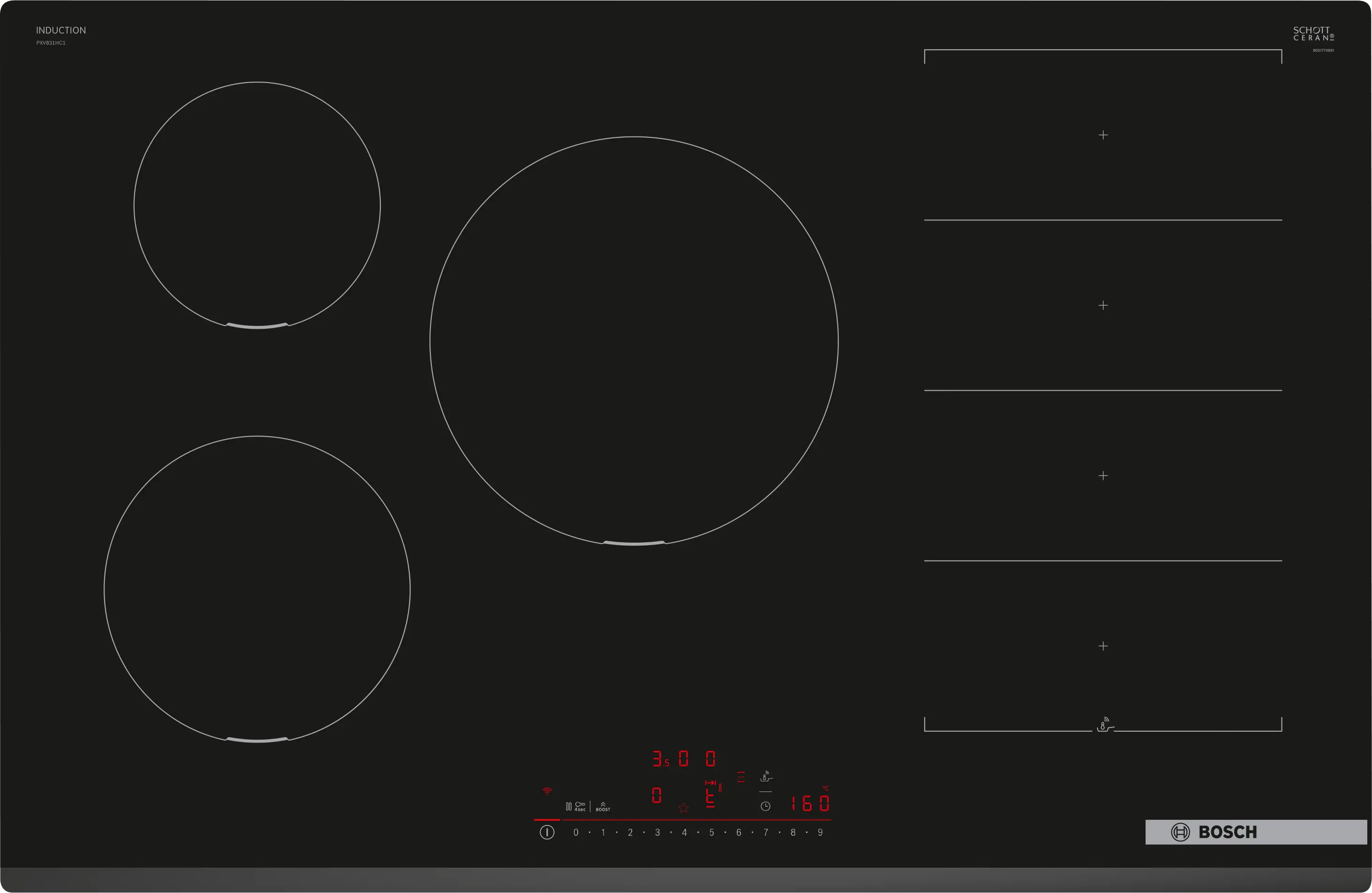 Series 6 Induction hob 80 cm surface mount without frame