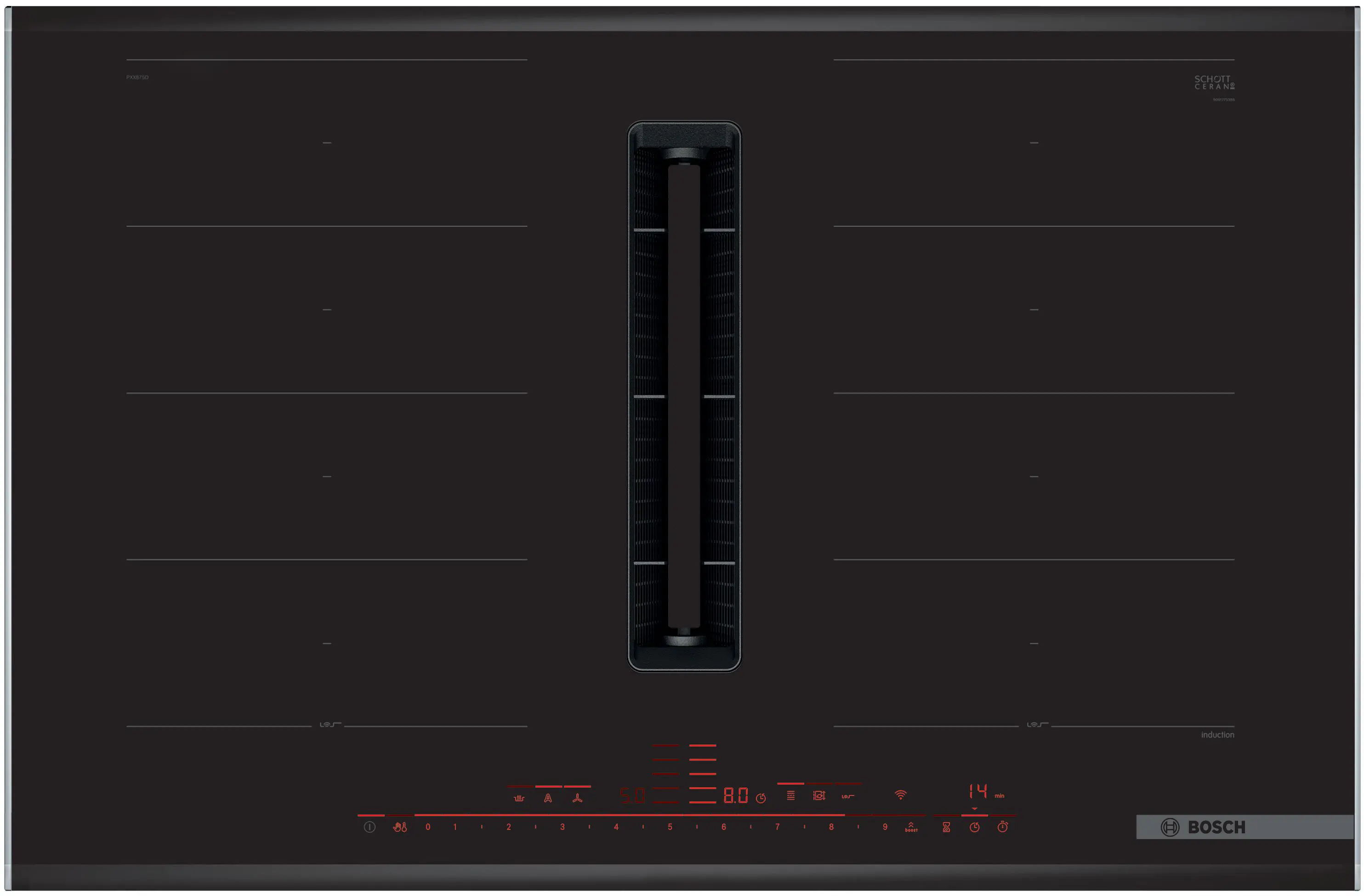 Series 8 Induction hob with integrated ventilation system 80 cm surface mount with frame