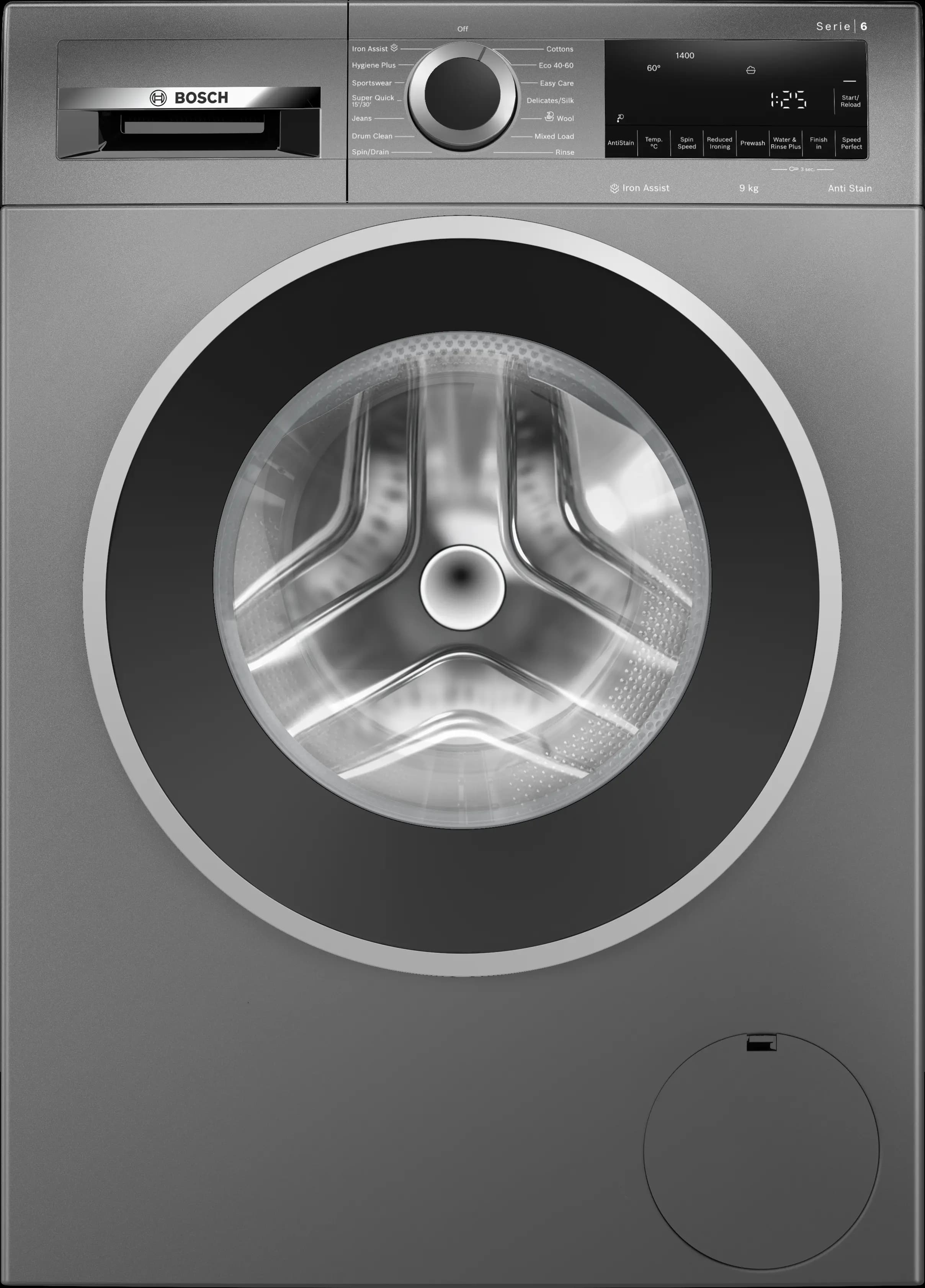 Series 6 Washing machine, front loader 9 kg max. 1400 rpm, Cast iron grey