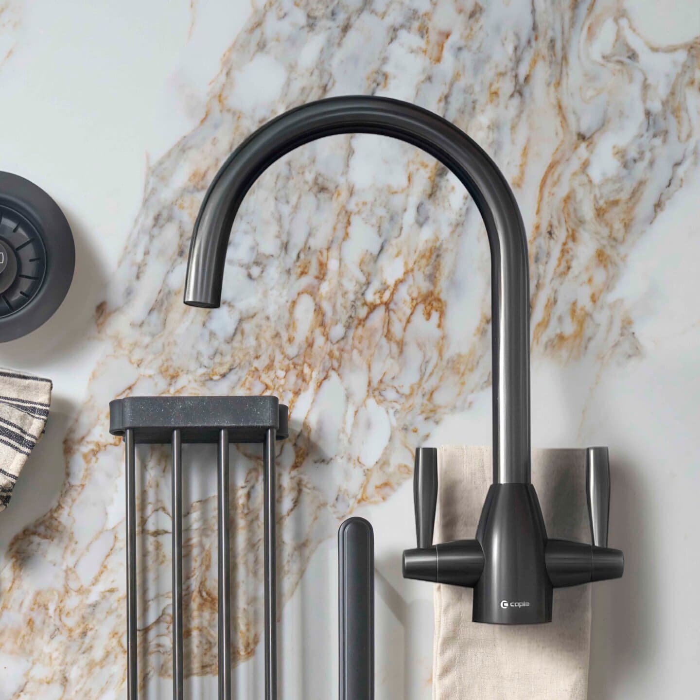Avel Dual Lever Tap Black Steel