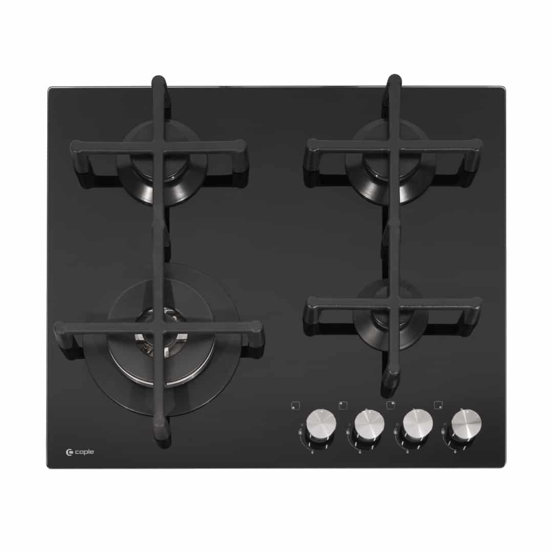 59cm Gas On Glass Hob 4 Burner Black