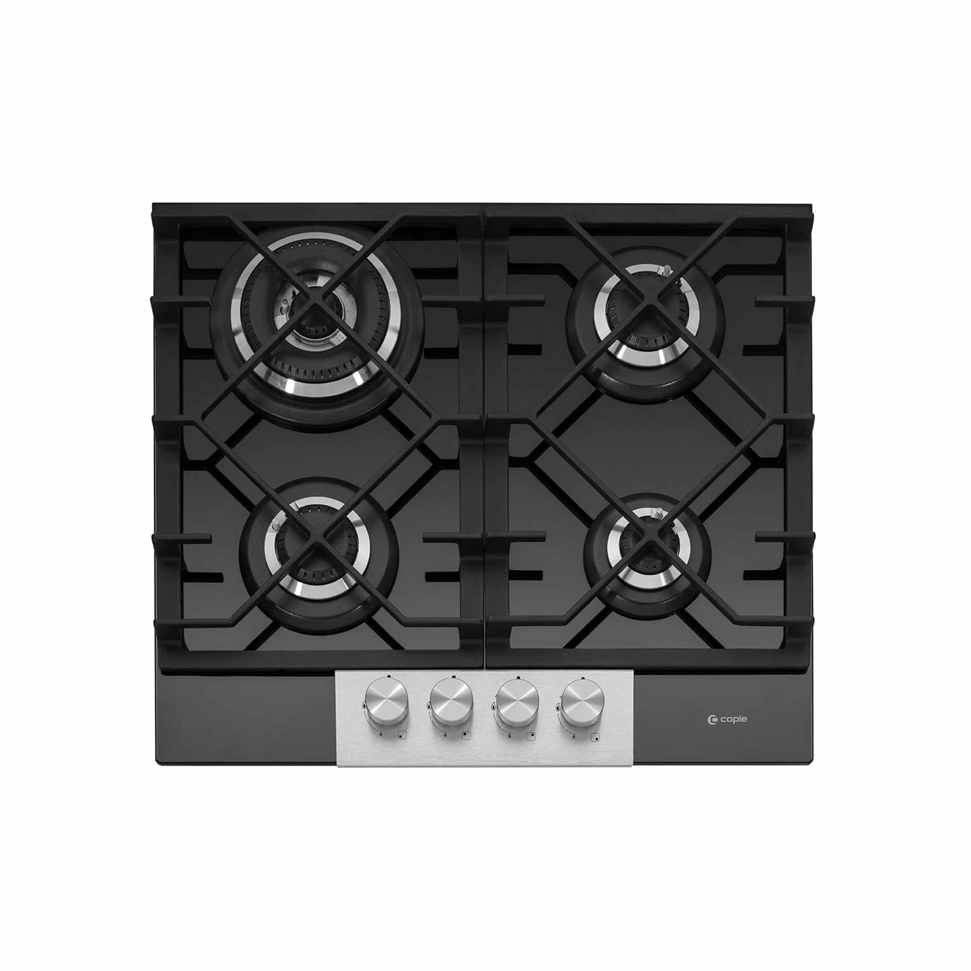 59cm Gas On Glass Hob 4 Burner Black