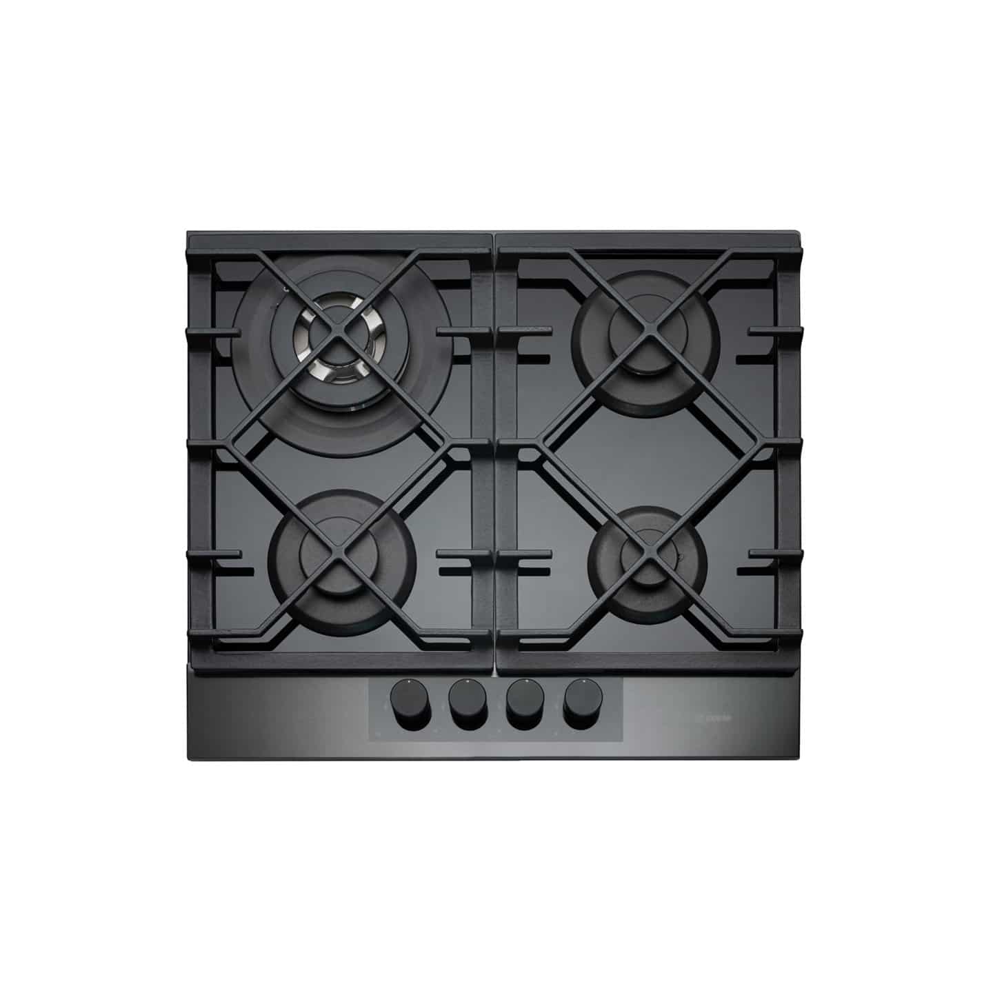 59cm Gas On Glass Hob 4 Burner Gunmetal