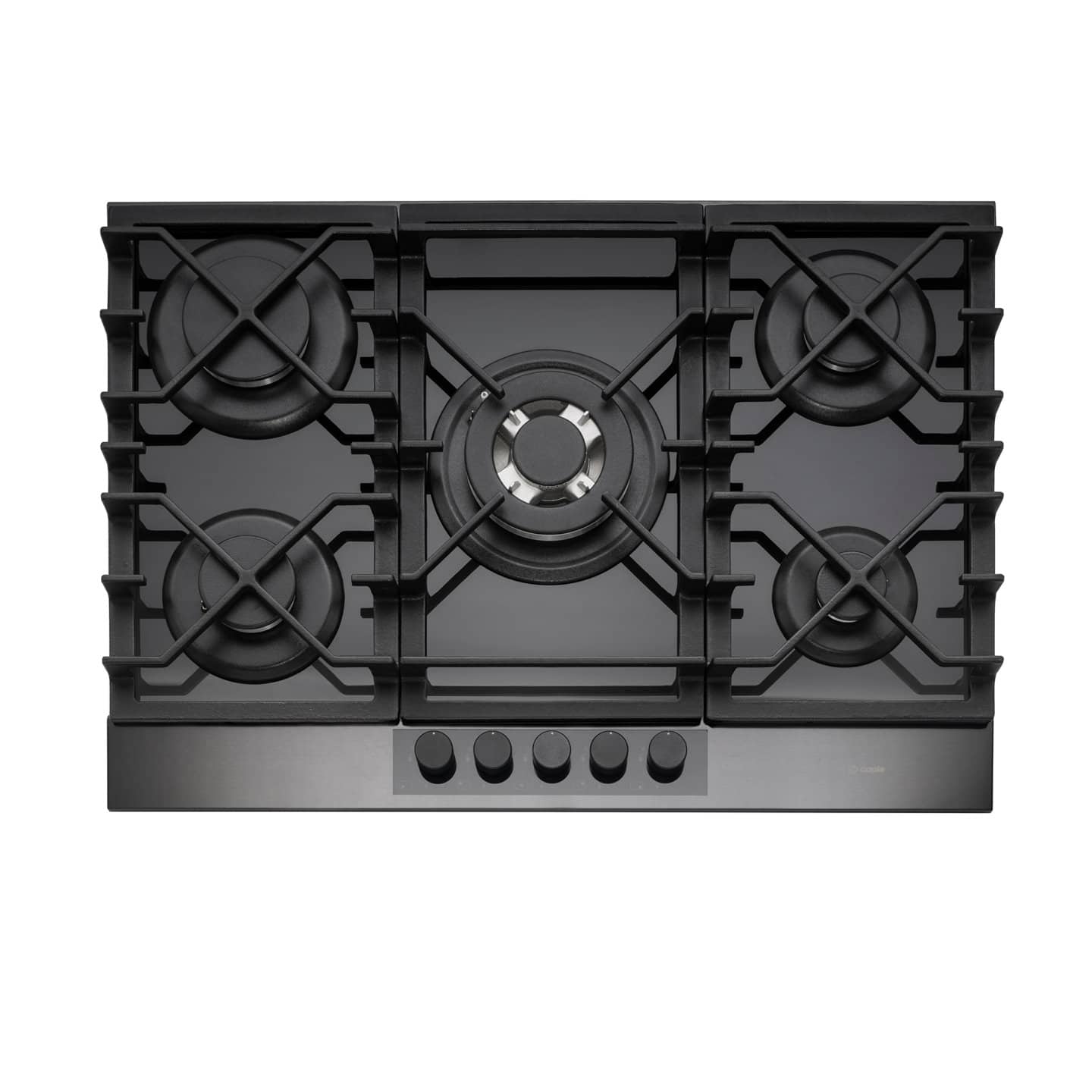 70cm Gas On Glass Hob 5 Burner Gunmetal