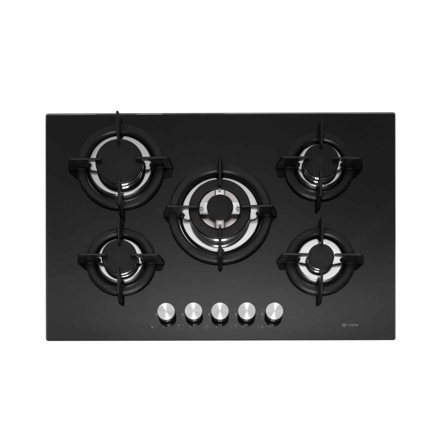 75cm Gas On Glass Hob 5 Burner Black
