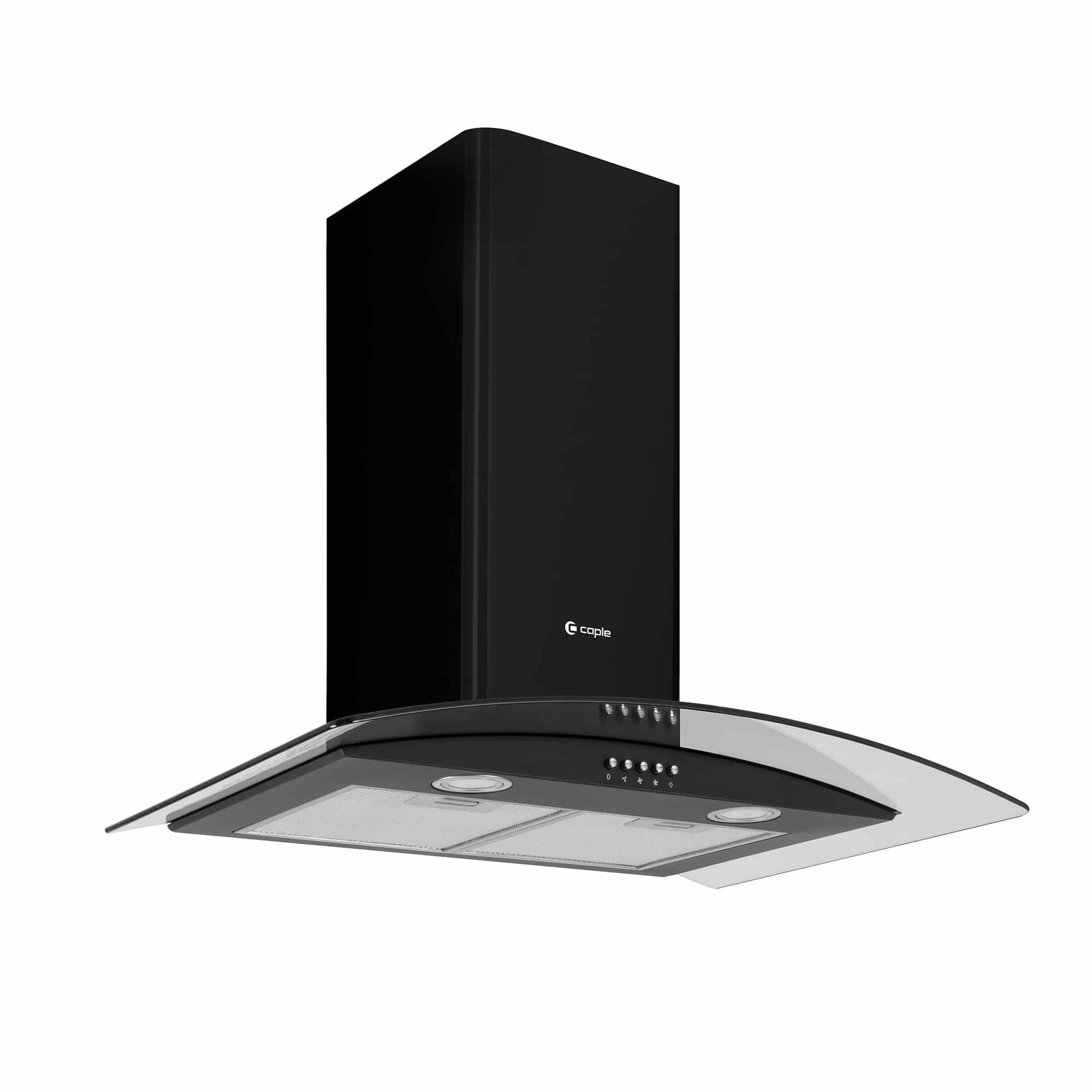69.5cm Wall Chimney Hood Black Glass