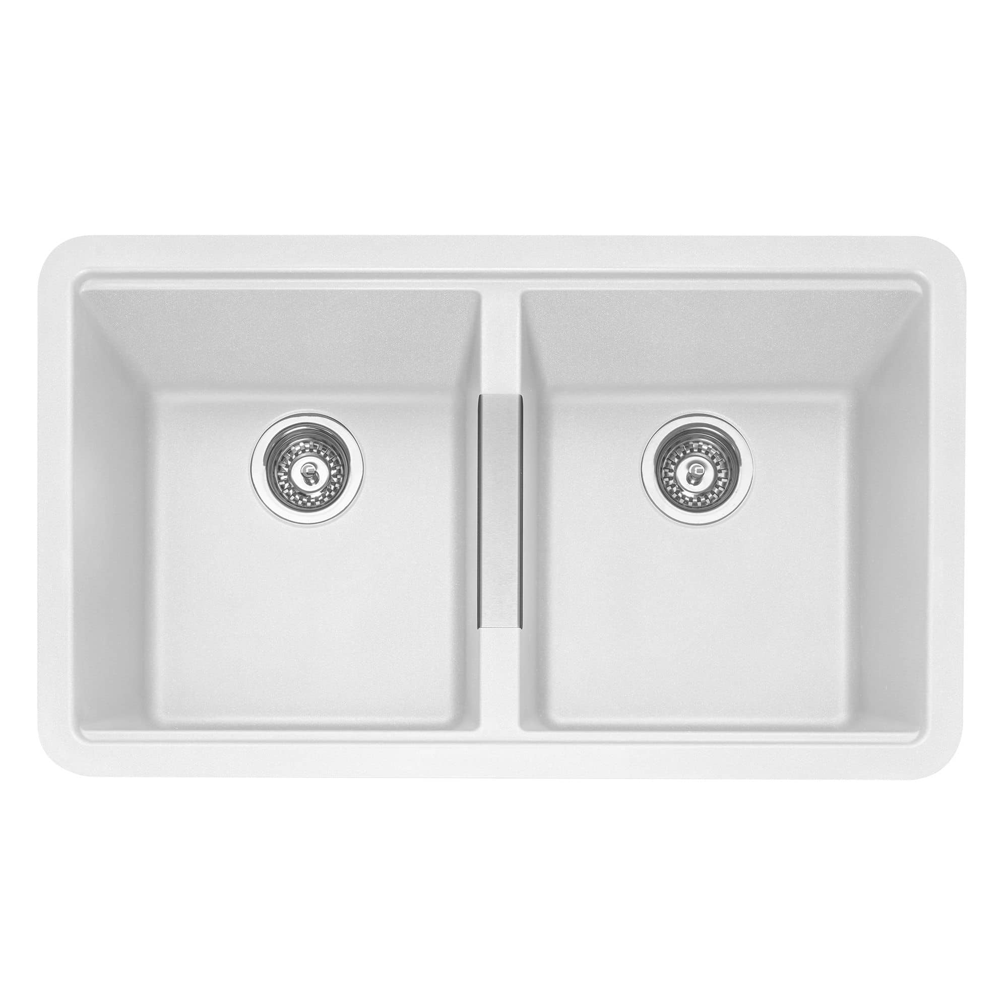 Leesti 200 Double Bowl Undermount Granite Sink Chalk White