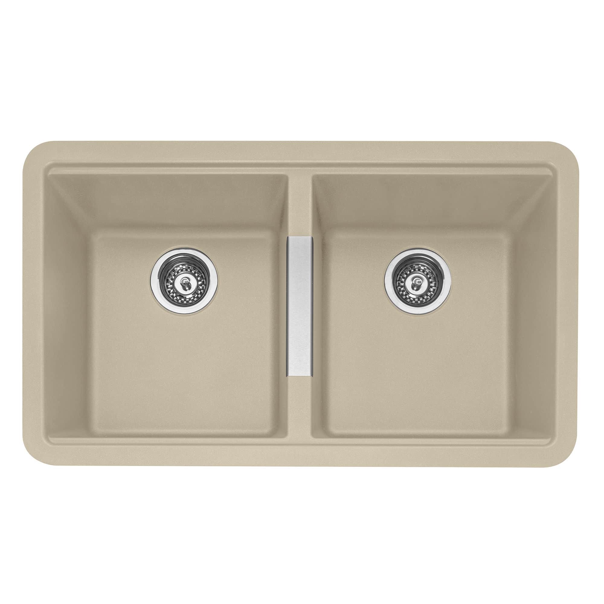 Leesti 200 Double Bowl Undermount Granite Sink Desert Sand