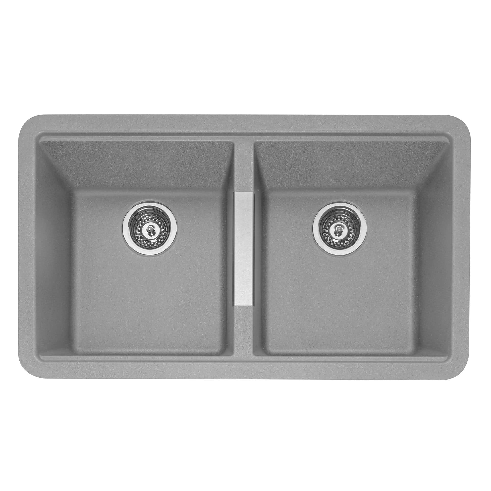 Leesti 200 Double Bowl Undermount Granite Sink Pebble Grey