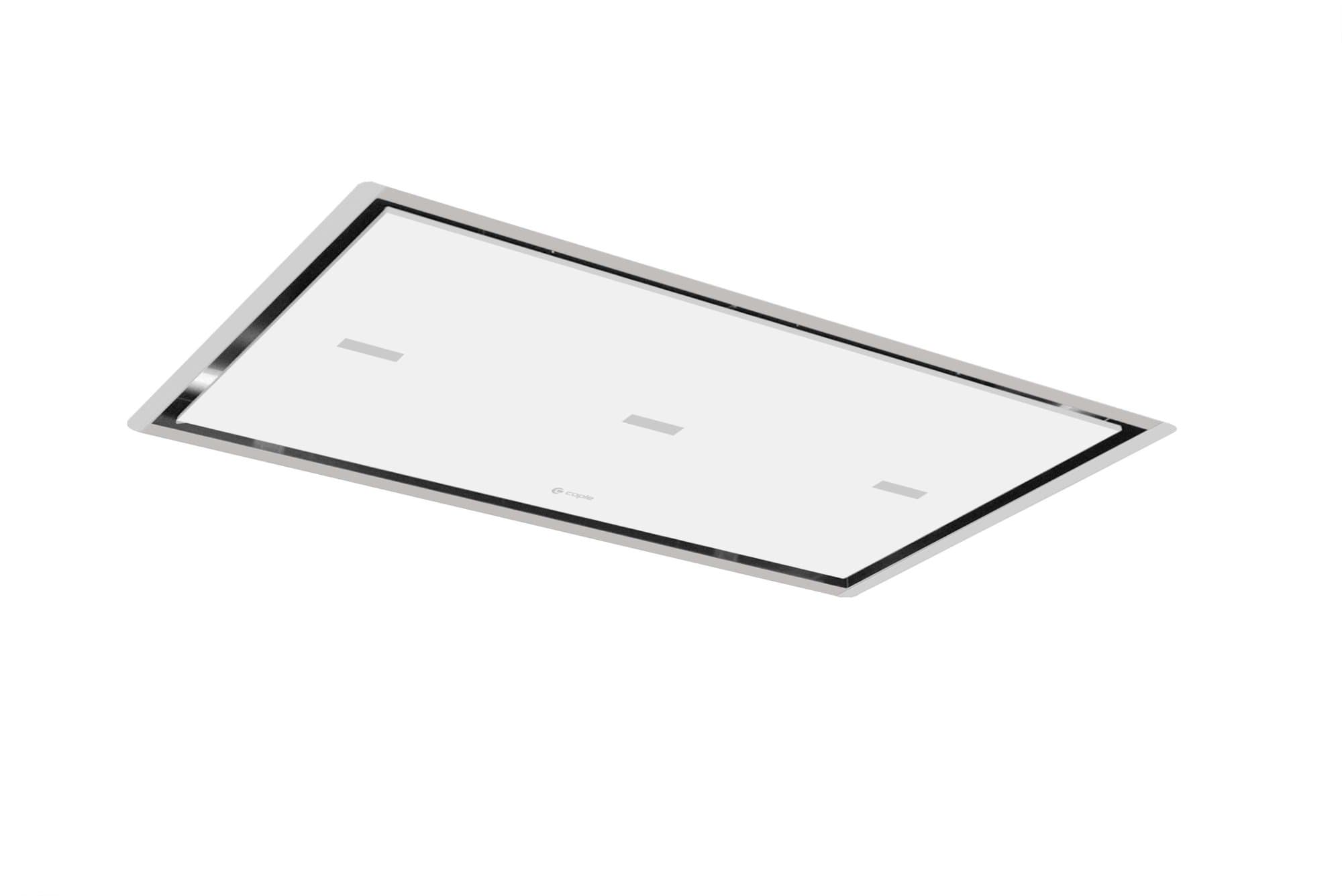 90cm Ceiling Cooker Hood White Glass & Stainless Steel