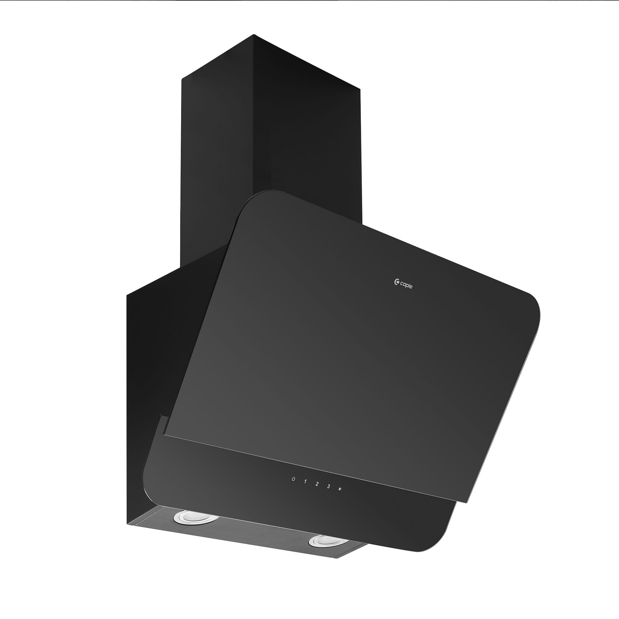 60cm Omnis Wall Chimney Hood Black Glass