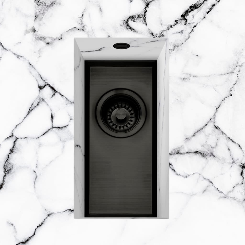 Saso 22 Worktop Sink with 26mm Ledge Black Steel