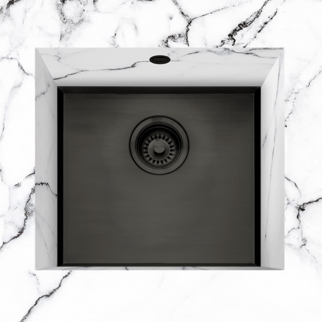 Saso 45 Worktop Sink with 26mm Ledge Black Steel