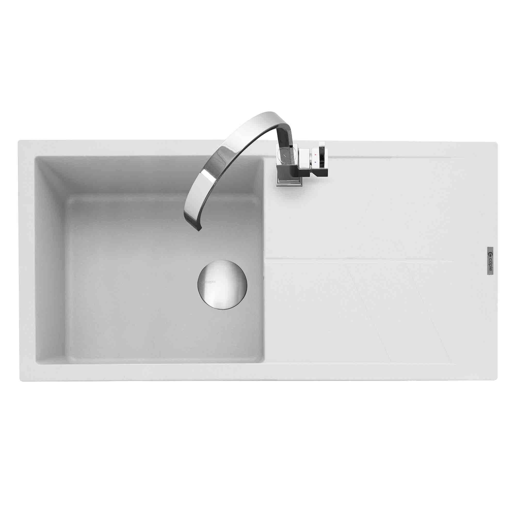 Sotera 100 Inset Granite Sink with Drainer Chalk White