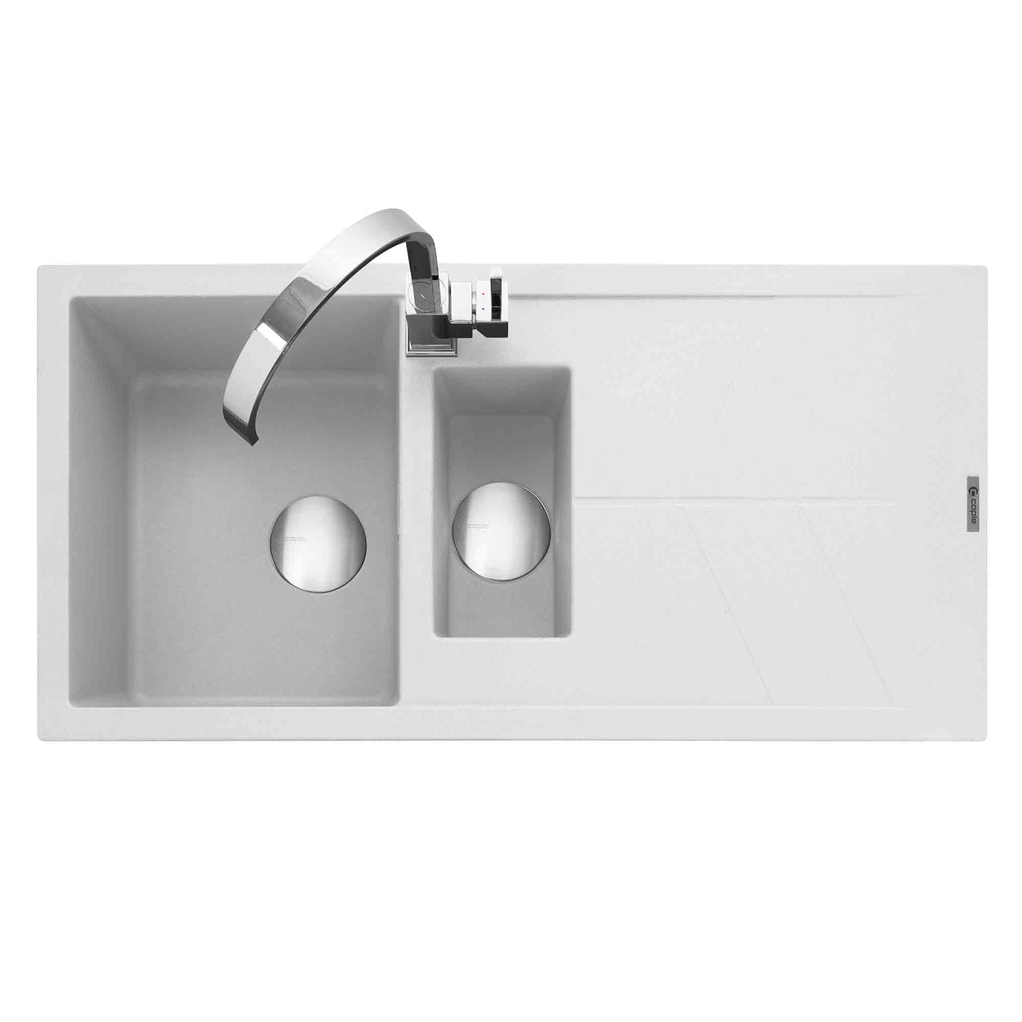 Sotera 150 Inset Granite Sink with Drainer Chalk White