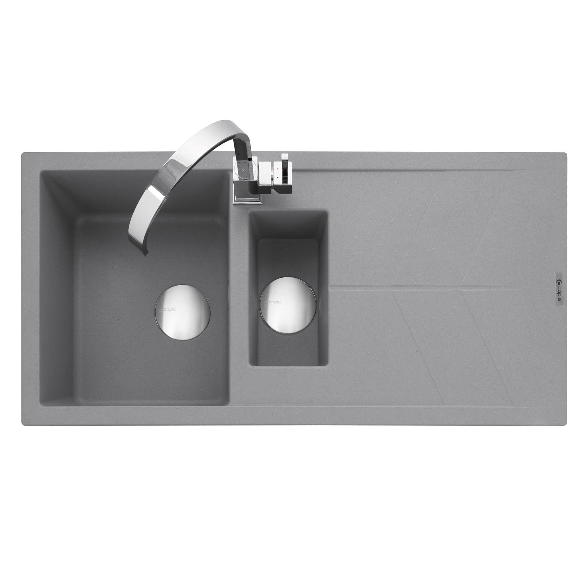 Sotera 150 Inset Granite Sink with Drainer Pebble Grey