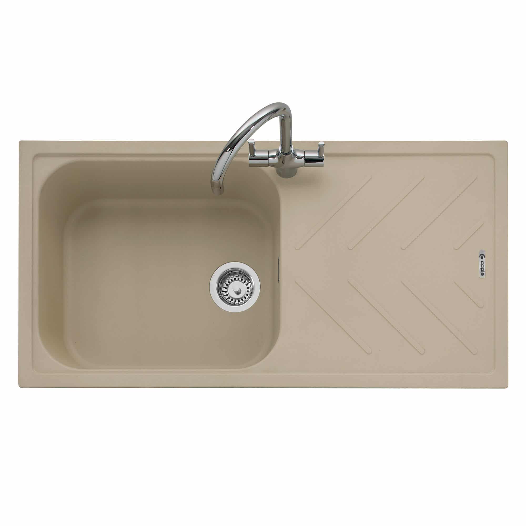 Veis 100 Inset Granite Sink with Drainer Desert Sand