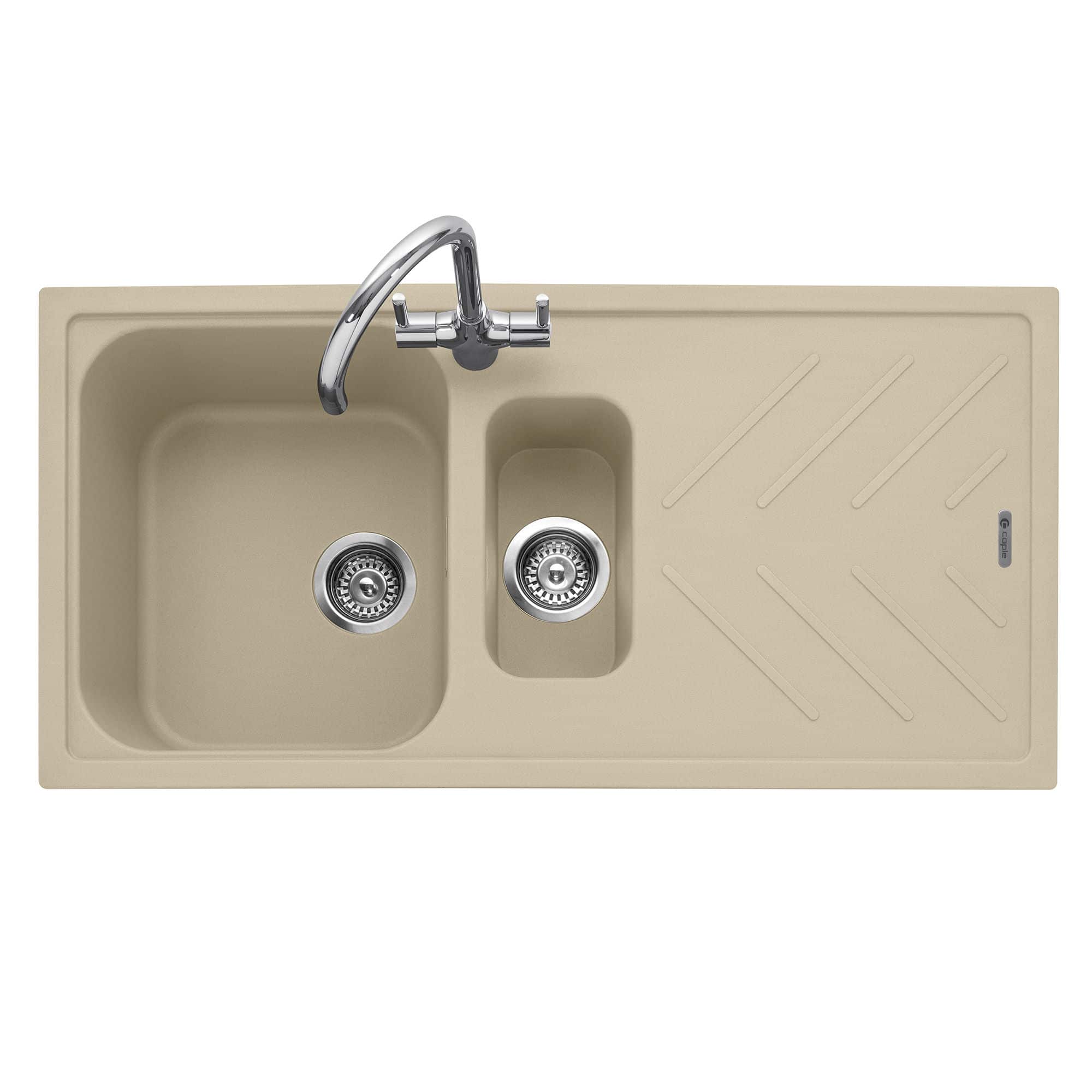Veis 150 Inset Granite Sink with Drainer Desert Sand