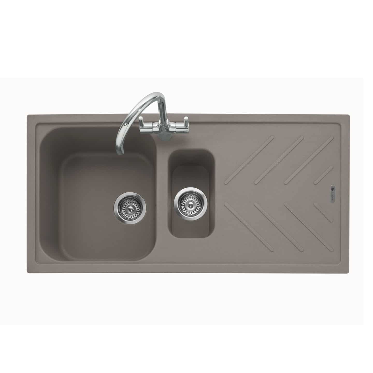 Veis 150 Inset Granite Sink with Drainer Mink