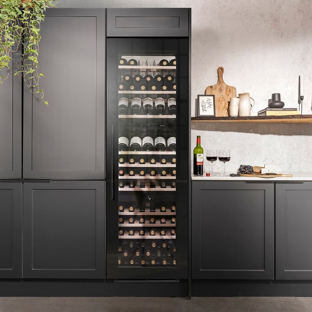 In-Column Triple Zone Wine Cooler Black Glass