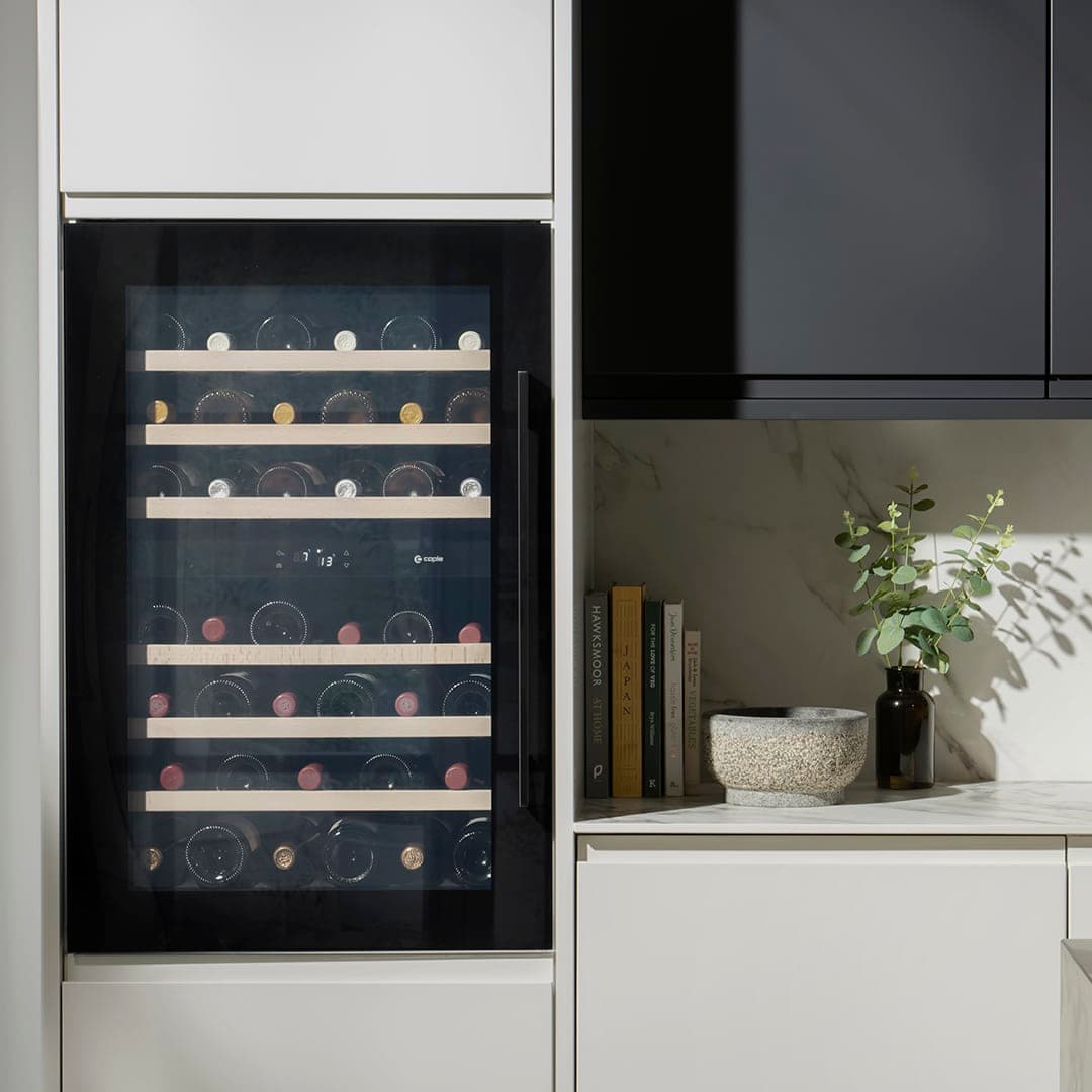 In-Column Dual Zone Wine Cooler Black Glass