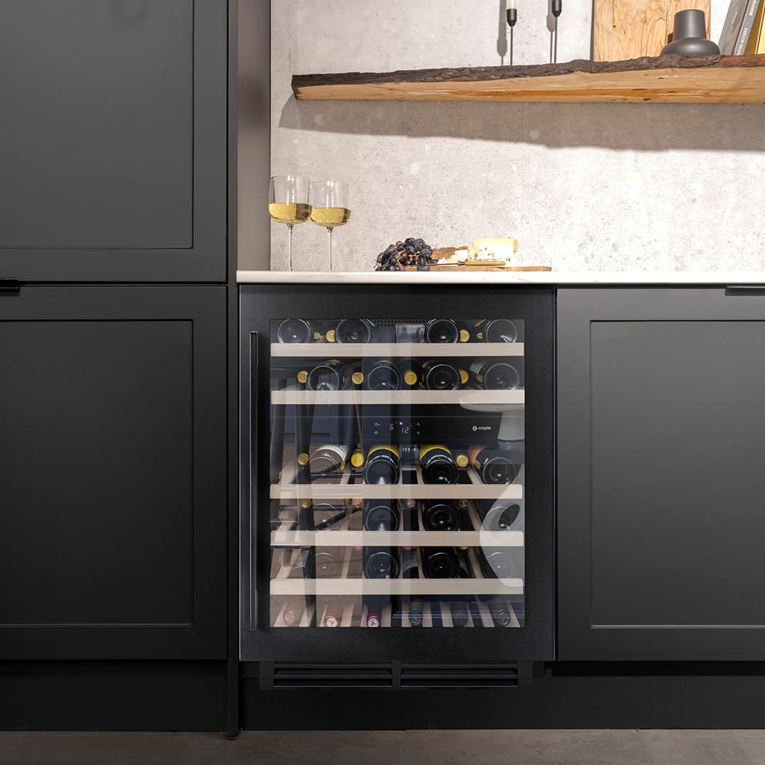 Undercounter Dual Zone Wine Cooler Black Steel