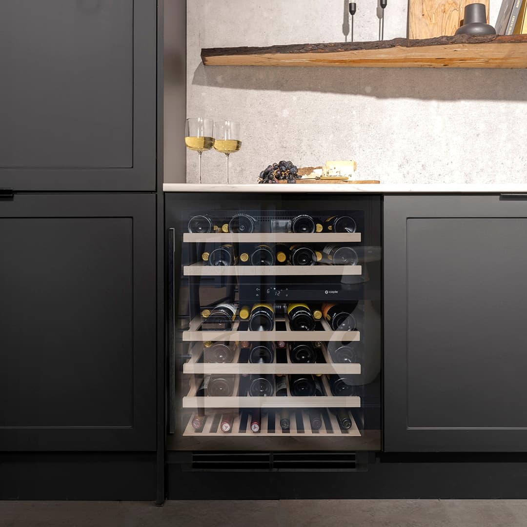 Undercounter Dual Zone Wine Cooler Black Glass