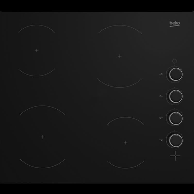 Beko Ceramic Hob Residual Heat Indicators - Non-Retractable Dial Controls - Black (Glass)