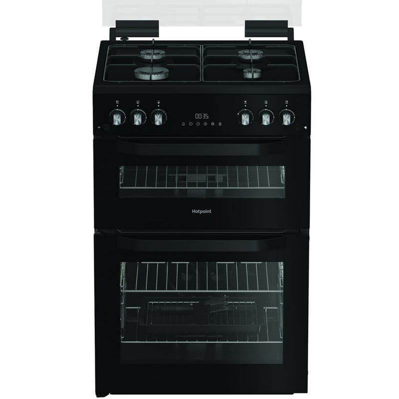 Hotpoint HDG6GDCB1 60cm Double Oven Gas Cooker with Gas Hob - Black