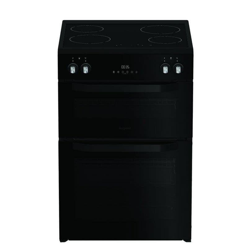 Hotpoint HDME6VDC2AB 60cm Double Oven Electric Cooker with Ceramic Hob - Black