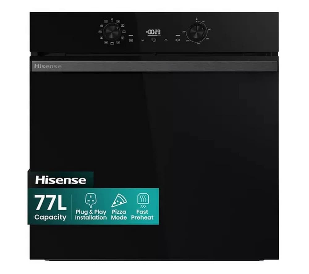 Hisense Built In Electric Single Steam, Plug & Play Oven - Jet Black