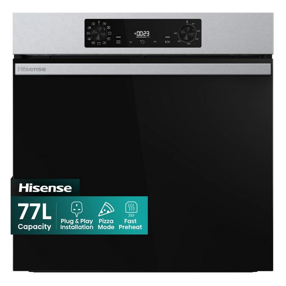 Hisense 59.5cm Built In Electric Single Oven - Black & Stainless Steel