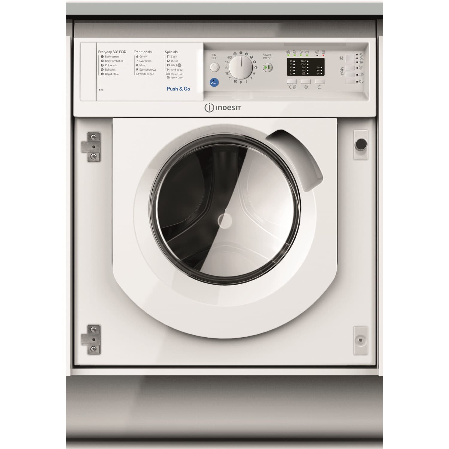 Indesit Integrated Washing Machine - 7kg/1200Spin - Delay Start - 13 Prog. - 35Min Quick Wash