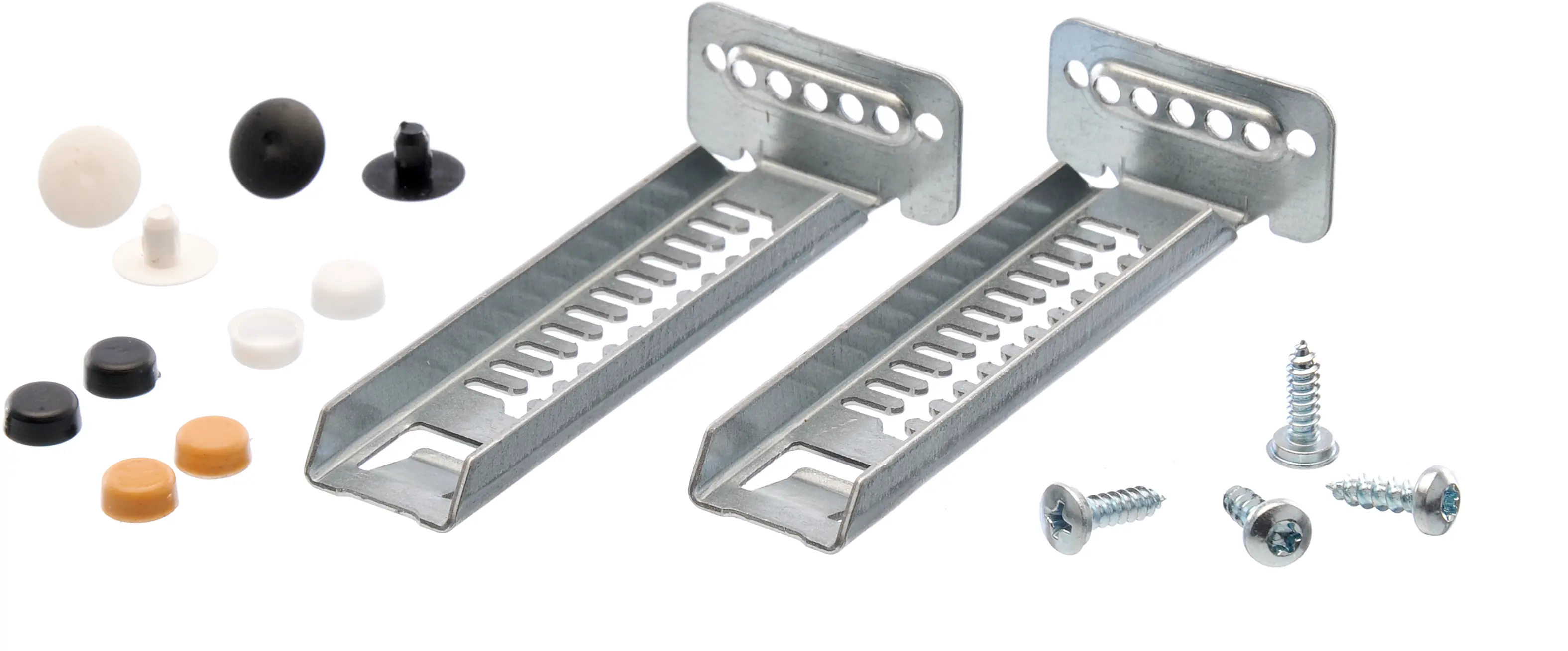 Fixing kit Toe kick mounting brackets (2 pcs) w/ screws, screw caps (set)