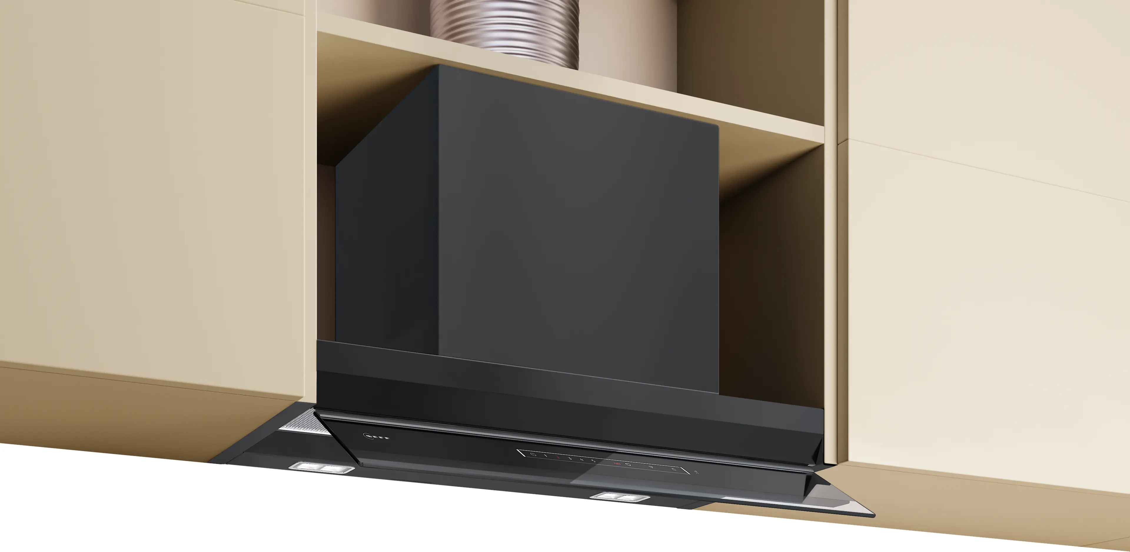 N 90 Integrated Design Hood 60 cm clear glass black printed, Matt black